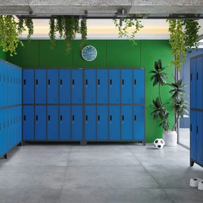 Sociálna BHP šatníková skriňa s 10 dverami BARTEK 1360 x 1720 x 450 mm, antracitovo-modrá