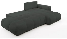 Rozkladacia rohová čalúnená sedacia súprava s úložným priestorom do tvaru L ALMADA pravá antracitová