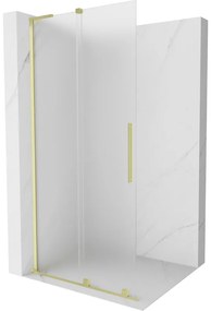 Mexen Velar L, posuvná sprchová zástena Walk-in 120 x 200 cm, 8mm sklo námraza, zlatá matná, 871-120-003-33-55
