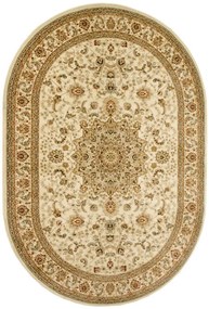 Koberec Super Rose D373A Ornament svetlobéžový / krémový ovál