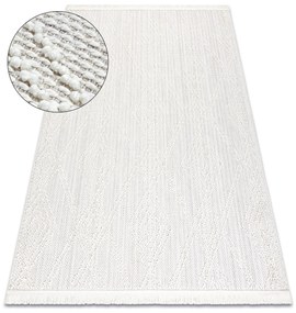 Koberec NANO EN14A Diamanty, slučkový, plocho tkaný, biely