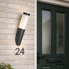 Moderná vonkajšia nástenná lampa tmavosivá IP44 so senzorom súmraku - Rox