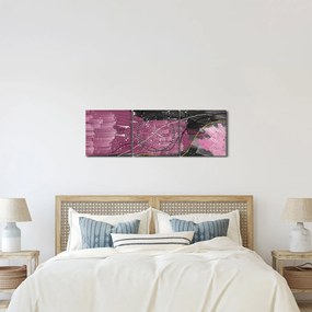Obraz - Ružovo-čierna abstrakcia (s hodinami) (90x30 cm)