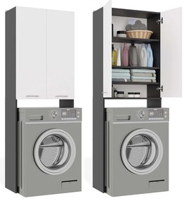 Kúpeľňová skrinka nad práčku POLA DD biela/antracitová