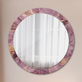 Okrúhle ozdobné zrkadlo na stenu Mramor s pridaním zlata fi 90 cm