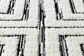 Koberec SEVILLA Z788B, biela / antracit - strapce, Labyrint-Grécky vzor, Berber, Maroko, Shaggy Veľkosť: 160x220 cm