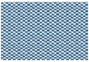 Tapeta modré mušle na bielom pozadí