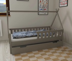 Detská domčeková posteľ z masívu borovice TEA - 200x90 cm - šedá