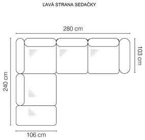 ROHOVÁ SEDAČKA ROSELYN 280 x 240 cm
