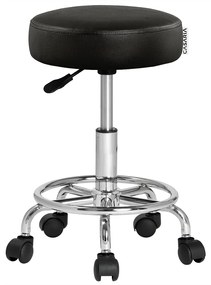 Taburetka na kolieskach OXANA s opierkou na nohy, Ø35cm, čierna Casaria