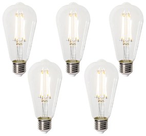 Sada 5 ks E27 3-staps dimbaar LED lamp ST64 clear 6W 700 lm 2700K