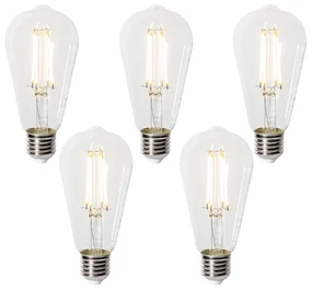 Sada 5 ks E27 3-staps dimbaar LED lamp ST64 clear 6W 700 lm 2700K