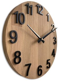 Dubové hodiny na stenu s veľkými číslicami I SENTOP MAS017-natural3041-hands/black