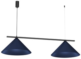 Závesné svietidlo Capital, 2x tmavomodré kovové tienidlo, (fi 46cm), db