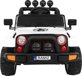 Ramiz Detské terénne auto Full Time 4WD Biele + 4x4 + Diaľkové ovládanie + LED audio + Úložný priestor