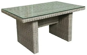 Sunfun Pauline Záhradný stôl, 130 × 80 × 68 cm, hliník, PE ratan, sklo
