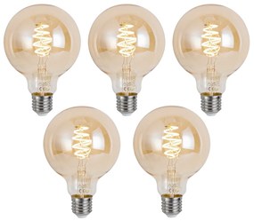 Sada 5 ks Inteligentná stmievateľná LED žiarovka E27 G95 Jantárová 4,9W 320lm 2500K