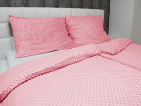 Biante Hrejivé posteľné obliečky Minky 3D bodky MKP-011 Svetlo ružové Predĺžené 140x220 a 70x90 cm
