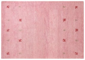 Vlnený koberec gabbeh 160 x 230 cm ružový YULAFI Beliani