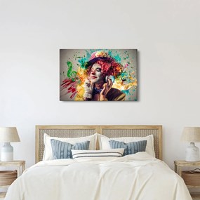 Obraz - Umelkyňa so slúchadlami (90x60 cm)