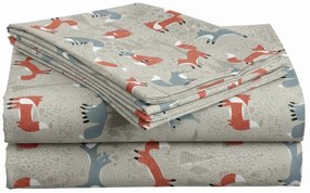 Súprava obliečok do postieľky s plachtou FOXIVA, sivá