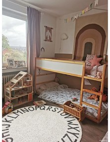 Krémový prateľný ručne tkaný bavlnený detský koberec ø150 cm ABC Natural Black – Lorena Canals