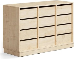 Úložná skrinka CASPER, 12 zásuviek, so soklom, breza