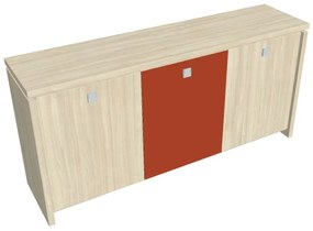 Nízka skriňa Verno 188 x 46 x 90 cm, kombinované dvere, agát / oranžová
