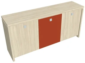 Nízka skriňa Verno 188 x 46 x 90 cm, kombinované dvere, agát / oranžová