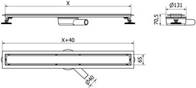 Mexen Flat 360°, nerezový sprchový žľab vzor M12 70 cm, zlatá lesklá, 1521070-40