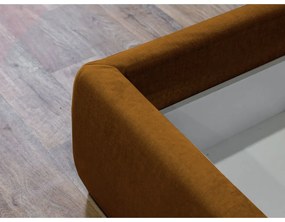 Okrovožltá čalúnená dvojlôžková posteľ s úložným priestorom s roštom 180x200 cm Jade – Bobochic Paris