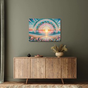 Sklenený obraz – Mozaika zapadajúceho slnka (70x50 cm)
