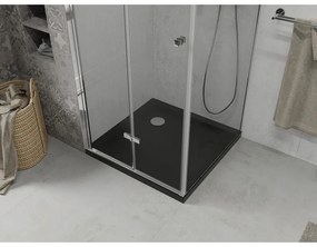 Mexen Lima, sprchový kút 90 (dvere) x 90 (stena) cm, 6mm číre sklo, chrómový profil + SLIM sprchová vanička čierna 5cm s chrómovým sifónom, 856-090-090-01-00-4070