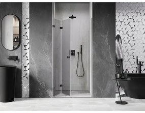 Mexen, Mexen Lunar-F skladacie ľavé sprchové dvere 70 cm, priehľadné, pištoľovo sivá kartáčovaná - 836-070-000-66-00-L