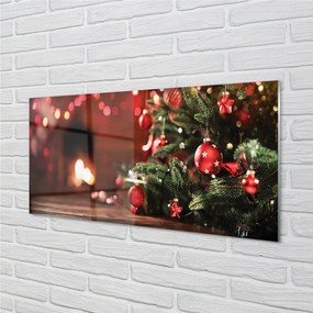 Sklenený obraz Vianočný strom ozdoby svetla darčeky 120x60 cm