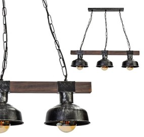 Závesné svietidlo Faro, 3x čierne kovové tienidlo, b/drevo