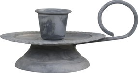 Zinkový antik kovový svietnik na úzku sviečku s očkom - 10*Ø 8*5 cm
