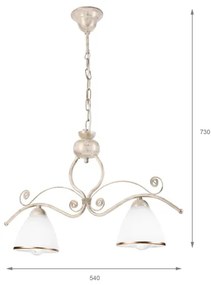 Luster na reťazi RETRO 2xE27/60W/230V zlatá/patina