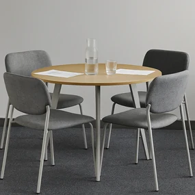 Konferenčný stôl PRIMO VIBE, priemer 100 cm, sivostrieborná podnož, grafit