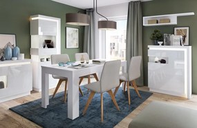 Vysoká vitrína Lyon, biela lesk, s osvetlením, ľavá