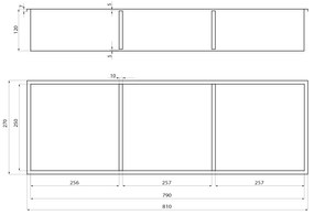 Polysan Polysan, INSERTA zapustená polica do obkladu, 270x810 mm, nerez, antracitová, 1301-27B