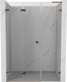 Mexen Lunar-F, L skladacie ľavé sprchové dvere 110 cm, 8mm číre sklo, ružové zlato profil, 836SL-110-050-60-00-L