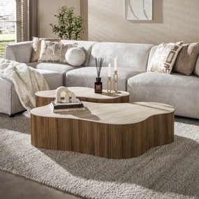 Konferenčný stôl 57-04T Ceramo 2-set 3D ceramik Travertine  - Komfort-nábytok