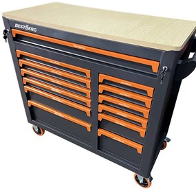 Kovový pojazdný dielenský vozík s 13 zásuvkami BestBerg BBTC-1301 / SPCC steel