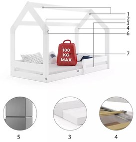 Domčeková posteľ DOMČEK (bez zásuvky) 160x80cm - Biela