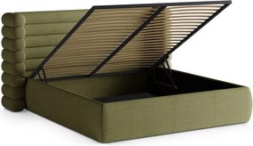 Zelená čalúnená dvojlôžková posteľ s úložným priestorom s roštom 200x200 cm Mount – Micadoni