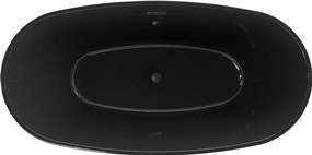 Mexen Eris, voľne stojaca vaňa 170 x 80 cm, čierna,  čierny prepad, 53441708070-70