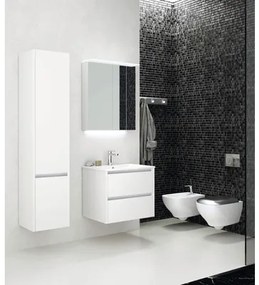 Kúpeľňový nábytkový set Dante 100 cm s keramickým umývadlom biela vysoko lesklá a zrkadlom s LED osvetlením