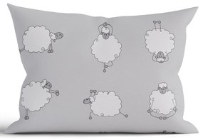 Bavlnená obliečka na vankúš Renforcé 50 × 70 cm - Ovečky Morning Yoga sivá