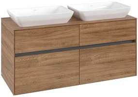 VILLEROY &amp; BOCH Collaro závesná skrinka pod dve umývadlá na dosku, 4 zásuvky, 1200 x 500 x 548 mm, Oak Kansas, C11500RH